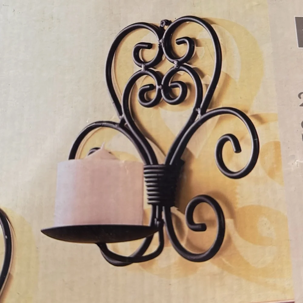 HomeTrends Black Ornate Wall Sconce Set